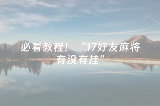 必看教程！“17好友麻将有没有挂”（详细辅助教程）-哔哩哔哩