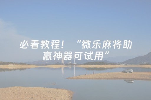 必看教程！“微乐麻将助赢神器可试用”（详细开挂教程）-哔哩哔哩