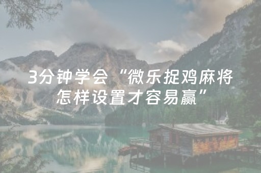3分钟学会“微乐捉鸡麻将怎样设置才容易赢”（详细透视教程）-哔哩哔哩