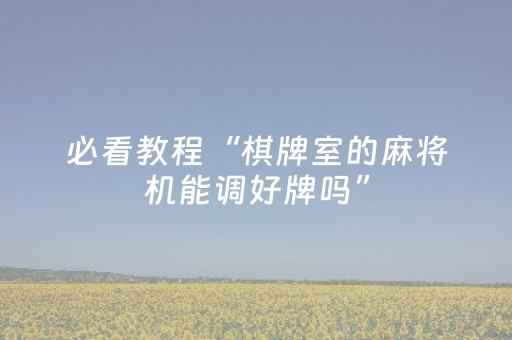 必看教程“棋牌室的麻将机能调好牌吗”（详细透视教程）-哔哩哔哩