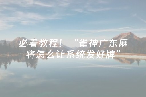 必看教程！“雀神广东麻将怎么让系统发好牌”（详细透视教程）-哔哩哔哩