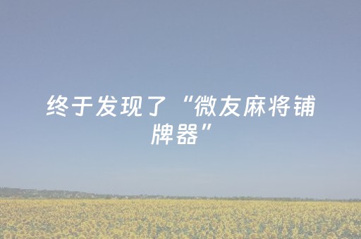终于发现了“微友麻将铺牌器”（详细透视教程）-哔哩哔哩