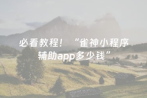 必看教程！“雀神小程序辅助app多少钱”（详细开挂教程）-哔哩哔哩