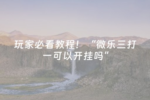 玩家必看教程！“微乐三打一可以开挂吗”（详细透视教程）-哔哩哔哩