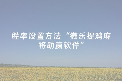 胜率设置方法“微乐捉鸡麻将助赢软件”（详细透视教程）-哔哩哔哩