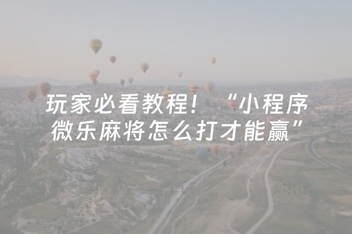 玩家必看教程！“小程序微乐麻将怎么打才能赢”（详细透视教程）-哔哩哔哩