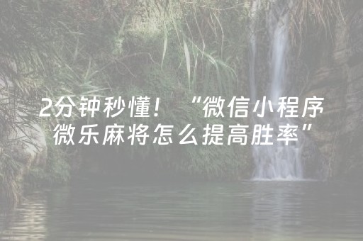 2分钟秒懂！“微信小程序微乐麻将怎么提高胜率”（详细辅助教程）-哔哩哔哩