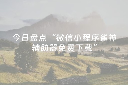 今日盘点“微信小程序雀神辅助器免费下载”（详细开挂教程）-哔哩哔哩
