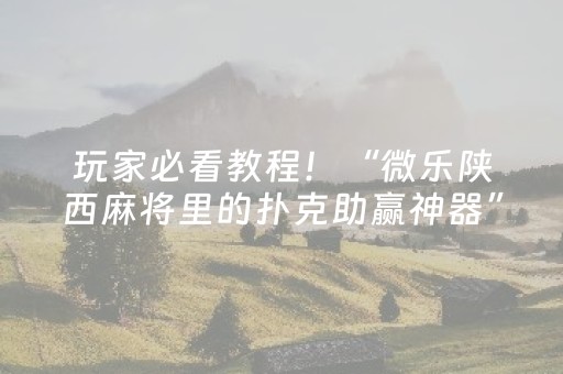玩家必看教程！“微乐陕西麻将里的扑克助赢神器”（详细透视教程）-哔哩哔哩