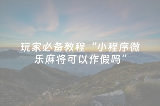 玩家必备教程“小程序微乐麻将可以作假吗”（详细透视教程）-哔哩哔哩