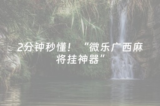 2分钟秒懂！“微乐广西麻将挂神器”（详细开挂教程）-哔哩哔哩