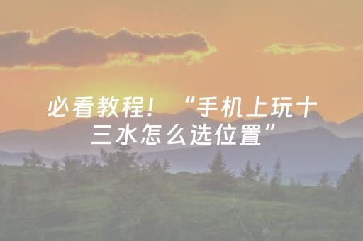 必看教程！“手机上玩十三水怎么选位置”（详细开挂教程）-哔哩哔哩