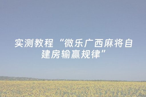 实测教程“微乐广西麻将自建房输赢规律”（详细透视教程）-哔哩哔哩
