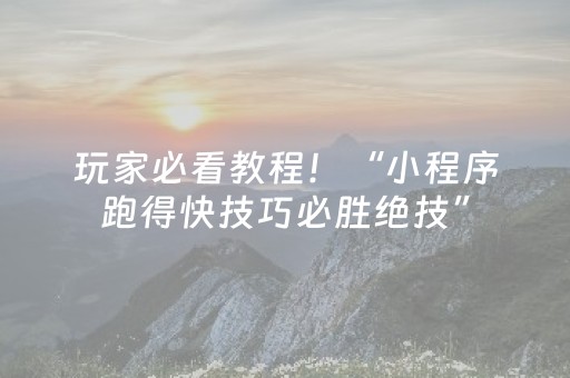 玩家必看教程！“小程序跑得快技巧必胜绝技”（详细辅助教程）-哔哩哔哩