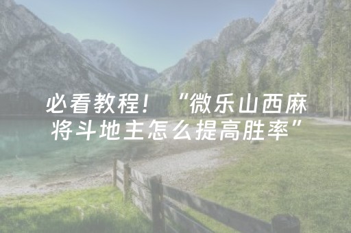 必看教程！“微乐山西麻将斗地主怎么提高胜率”（详细透视教程）-哔哩哔哩