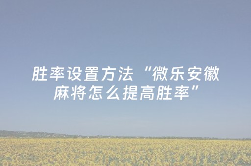 胜率设置方法“微乐安徽麻将怎么提高胜率”（详细透视教程）-哔哩哔哩