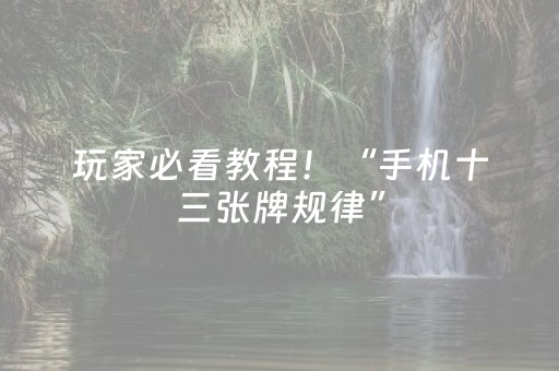 玩家必看教程！“手机十三张牌规律”（详细辅助教程）-哔哩哔哩