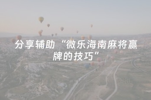 分享辅助“微乐海南麻将赢牌的技巧”（详细透视教程）-哔哩哔哩