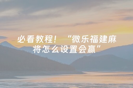 必看教程！“微乐福建麻将怎么设置会赢”（详细辅助教程）-哔哩哔哩