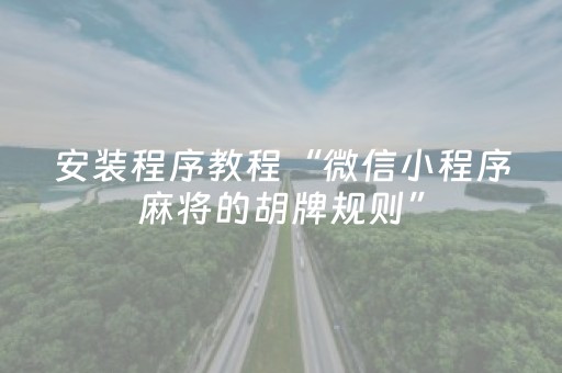 安装程序教程“微信小程序麻将的胡牌规则”（免费辅助)