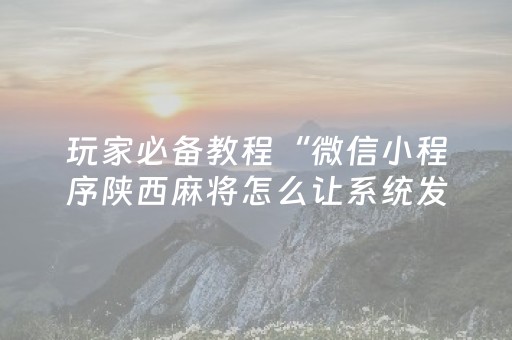 玩家必备教程“微信小程序陕西麻将怎么让系统发好牌”（软件出售)