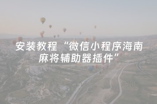 安装教程“微信小程序海南麻将辅助器插件”（胜率到哪调)