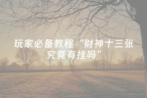 玩家必备教程“财神十三张究竟有挂吗”（怎么控制输赢)