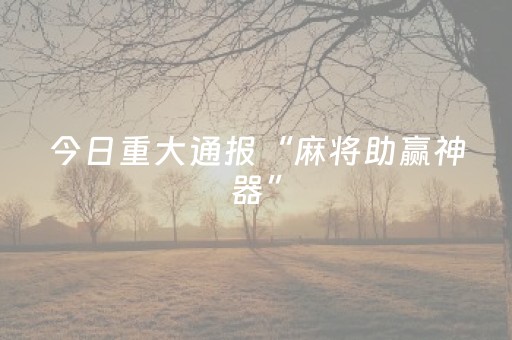 今日重大通报“麻将助赢神器”（怎么让系统给自己好牌)
