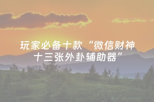 玩家必备十款“微信财神十三张外卦辅助器”（做弊器软件下载)