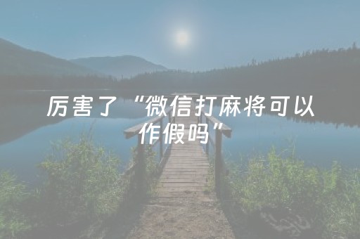 厉害了“微信打麻将可以作假吗”（提高胜率软件)