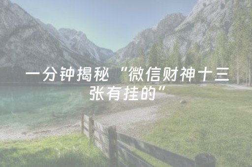 一分钟揭秘“微信财神十三张有挂的”（输赢跟id号有关系吗)