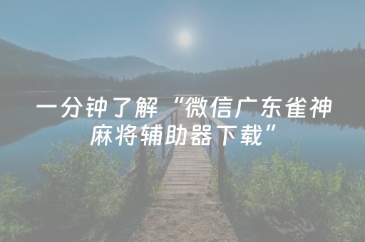一分钟了解“微信广东雀神麻将辅助器下载”（究竟是不是有挂)