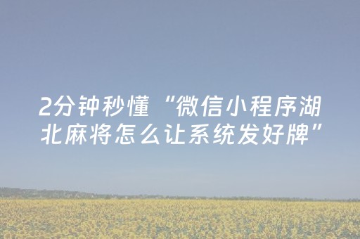 2分钟秒懂“微信小程序湖北麻将怎么让系统发好牌”（AI辅助胡牌规则)