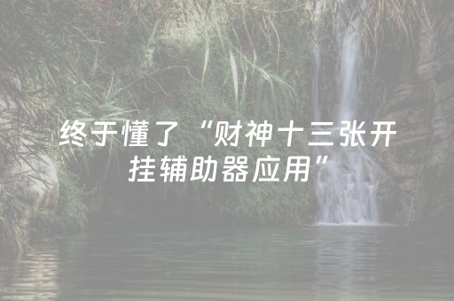 终于懂了“财神十三张开挂辅助器应用”（怎么能让牌好一点)