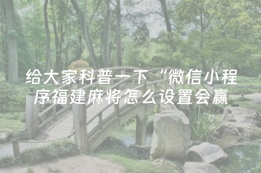 给大家科普一下“微信小程序福建麻将怎么设置会赢”（辅助器通用版)