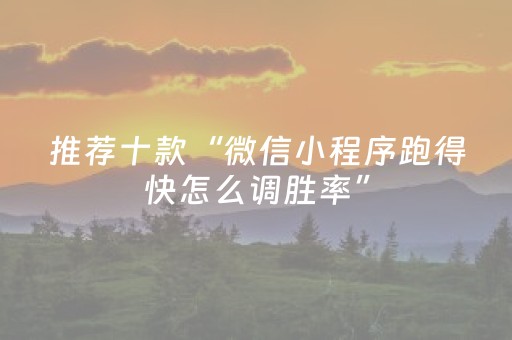 推荐十款“微信小程序跑得快怎么调胜率”（做弊器软件下载)