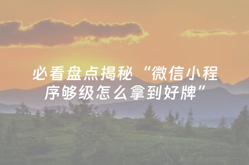 必看盘点揭秘“微信小程序够级怎么拿到好牌”（辅助挂发牌规律)