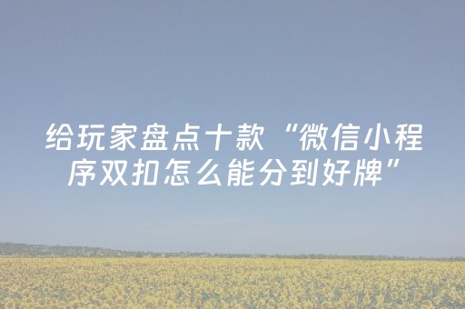 给玩家盘点十款“微信小程序双扣怎么能分到好牌”（辅助软件)