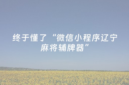 终于懂了“微信小程序辽宁麻将辅牌器”（自建房胜负规律)