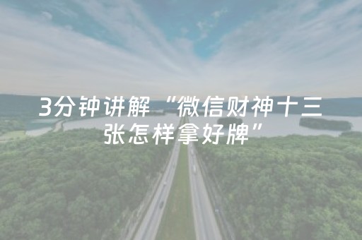 3分钟讲解“微信财神十三张怎样拿好牌”（万能开挂器)