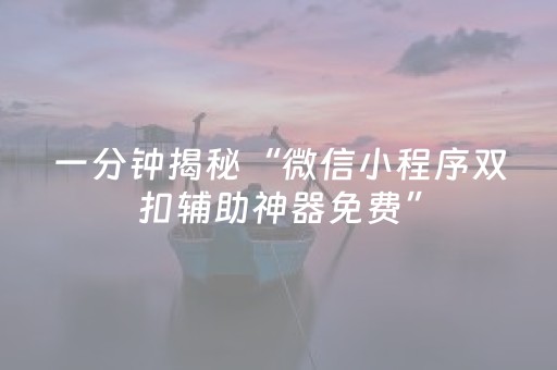一分钟揭秘“微信小程序双扣辅助神器免费”（插件可信吗)