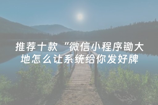 推荐十款“微信小程序锄大地怎么让系统给你发好牌”（辅助器插件)