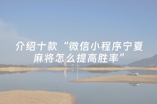 介绍十款“微信小程序宁夏麻将怎么提高胜率”（开挂辅助器插件)