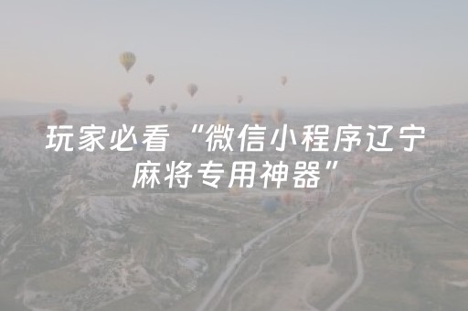 玩家必看“微信小程序辽宁麻将专用神器”（辅助器下载)
