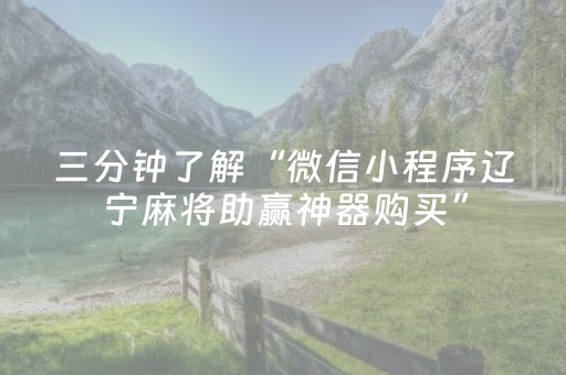 三分钟了解“微信小程序辽宁麻将助赢神器购买”（必赢神器)