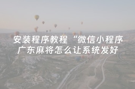 安装程序教程“微信小程序广东麻将怎么让系统发好牌”（辅助软件)