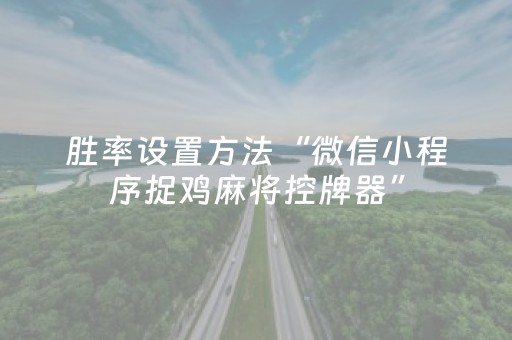 胜率设置方法“微信小程序捉鸡麻将控牌器”（攻略插件)