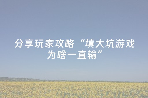 分享玩家攻略“填大坑游戏为啥一直输”（辅助挂发牌规律)