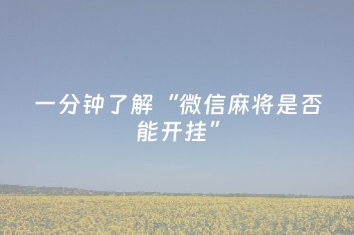 一分钟了解“微信麻将是否能开挂”（控牌神器)