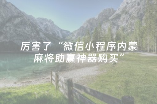 厉害了“微信小程序内蒙麻将助赢神器购买”（是否能开挂)